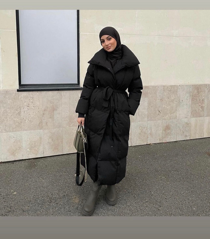 Long Tie Up Duvet Coat