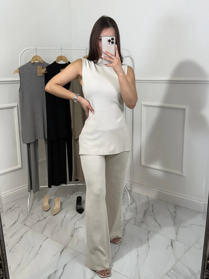 Sleeveless Knitted Women Lounge Set