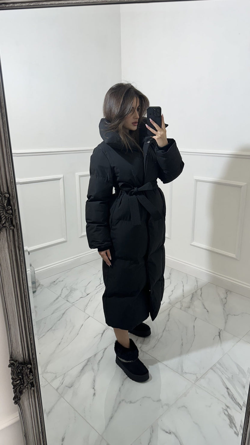 Long Tie Up Duvet Coat