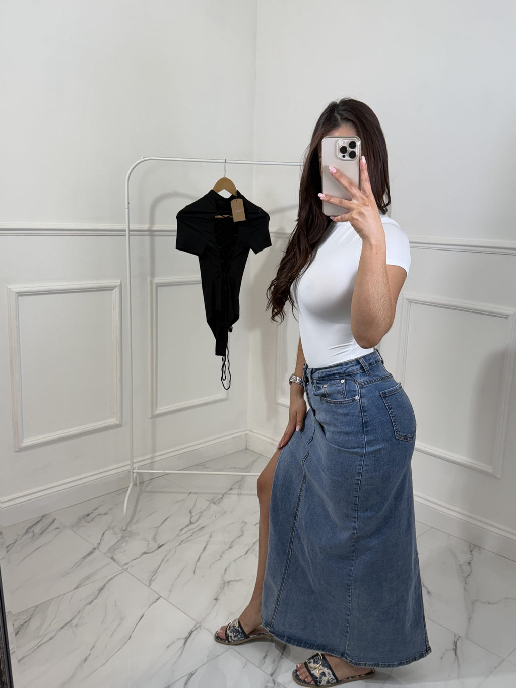 High Waisted Slit Skirt image 4