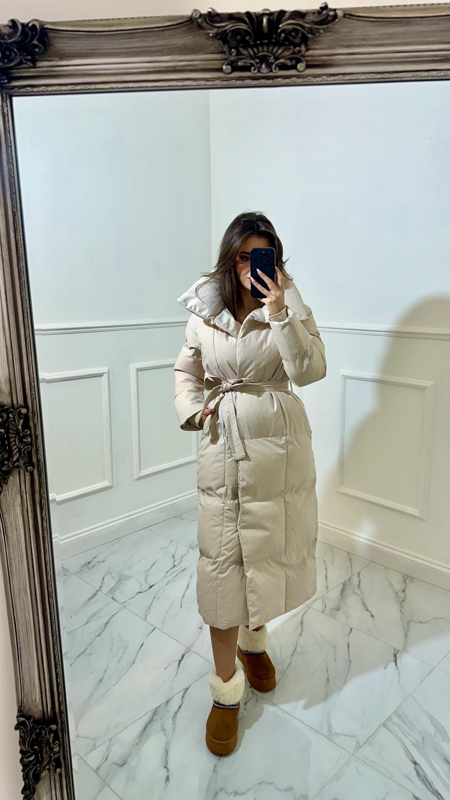 Long Tie Up Duvet Coat image 2