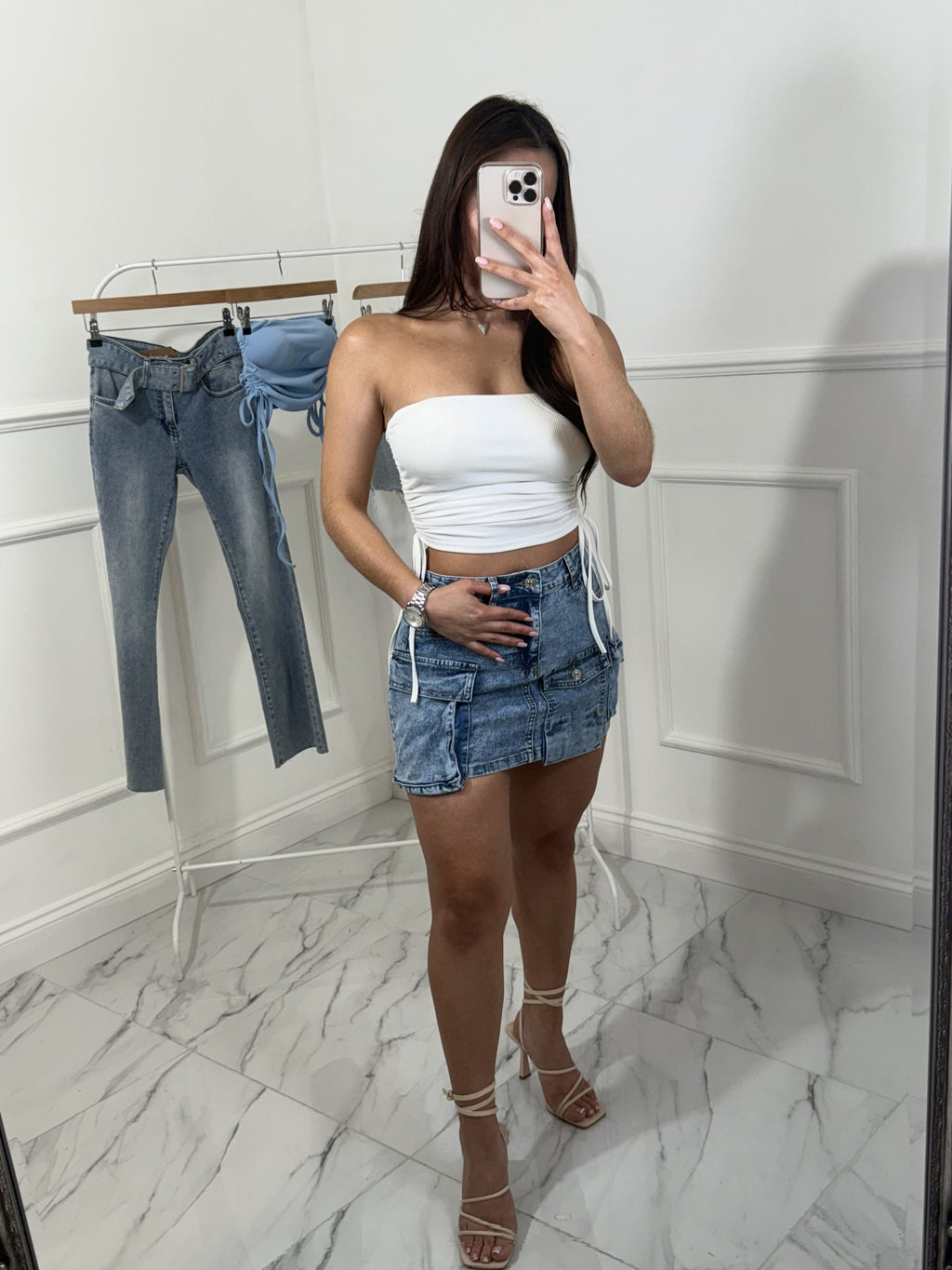 Cargo Pocket Denim Skirt image 1