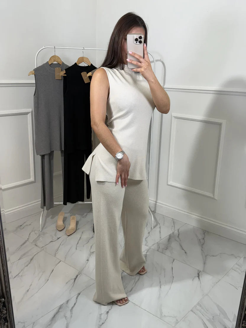 Sleeveless Knitted Women Lounge Set