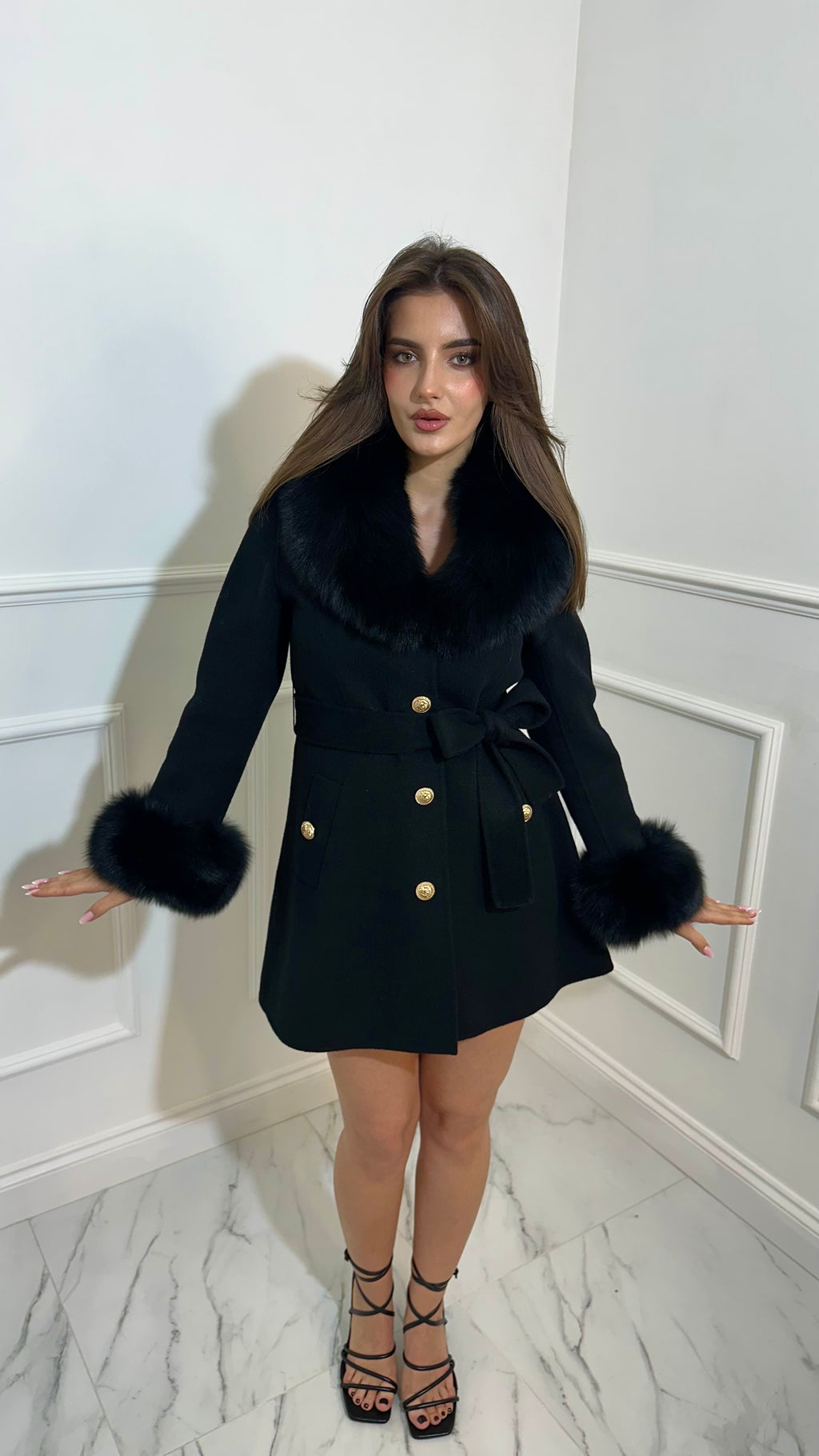 Cashmere fur coat