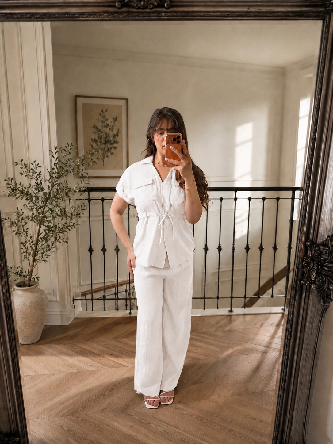 Linen Co Ord Set White