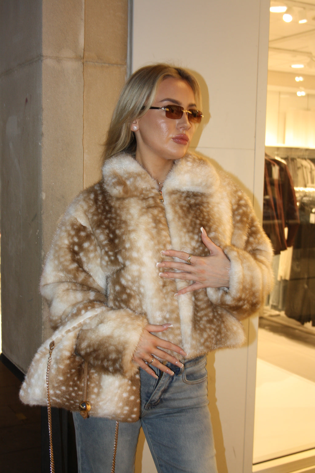 Bambi Zip Up Collared Coat Cream