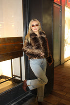 Bambi Print Fleece with Gold Zip Brown