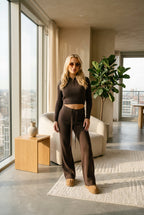 Coco Half Zip Loungeset Chocolate Brown