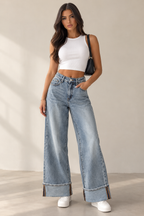 Minimalist Cuffed Super Stretch Denim Jeans