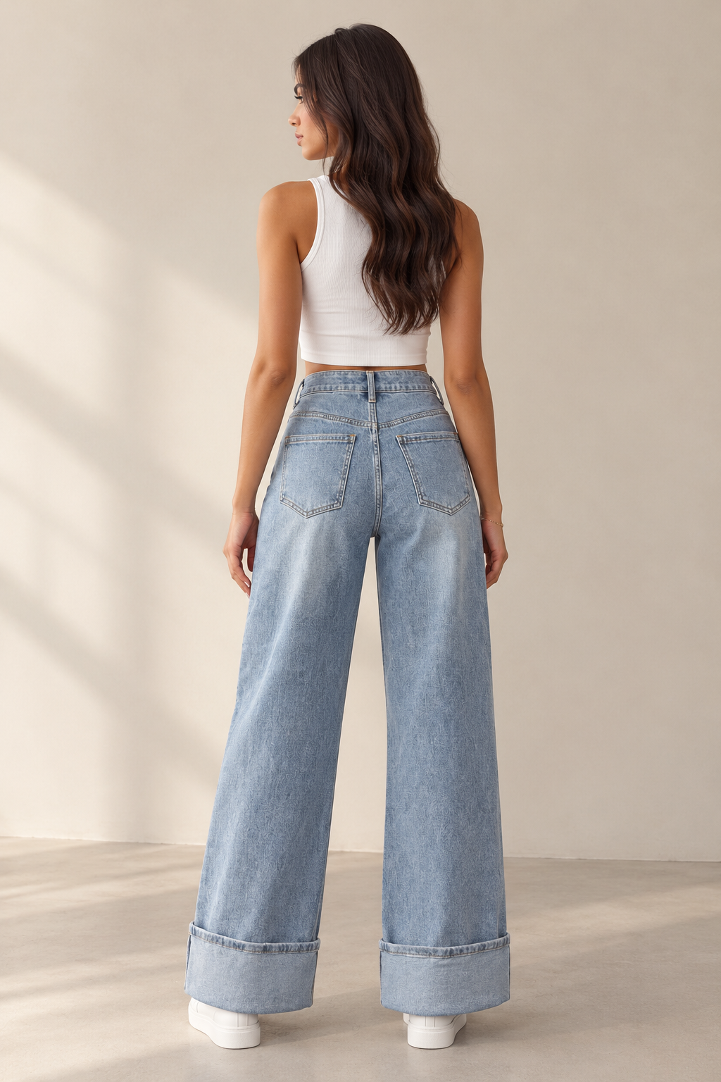 Minimalist Cuffed Super Stretch Denim Jeans