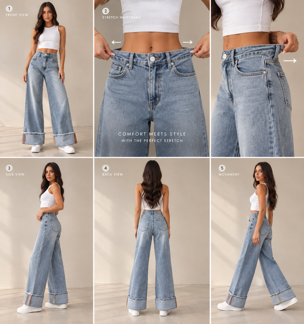 Minimalist Cuffed Super Stretch Denim Jeans