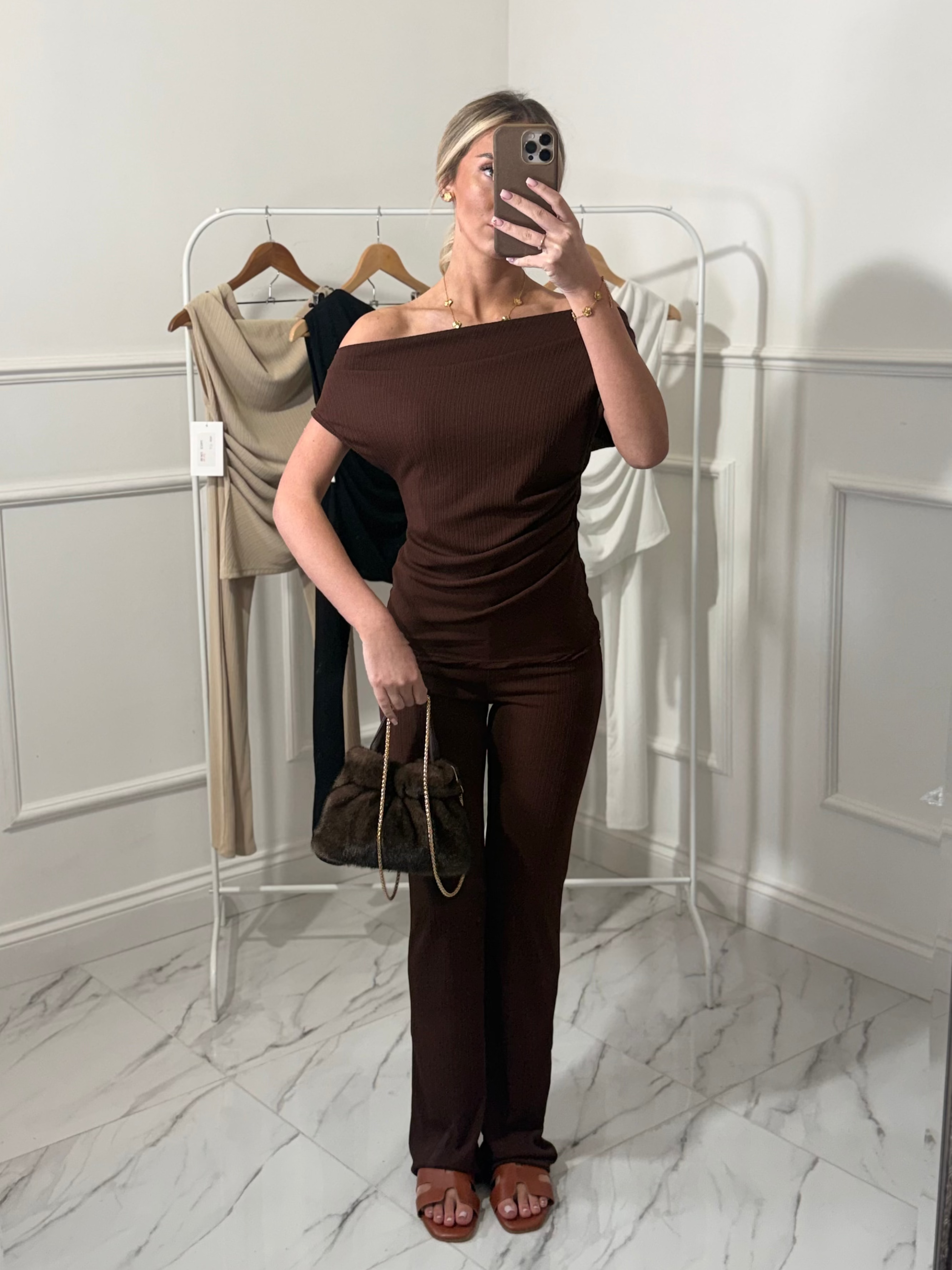 Fifi Pleated Off Shoulder Set