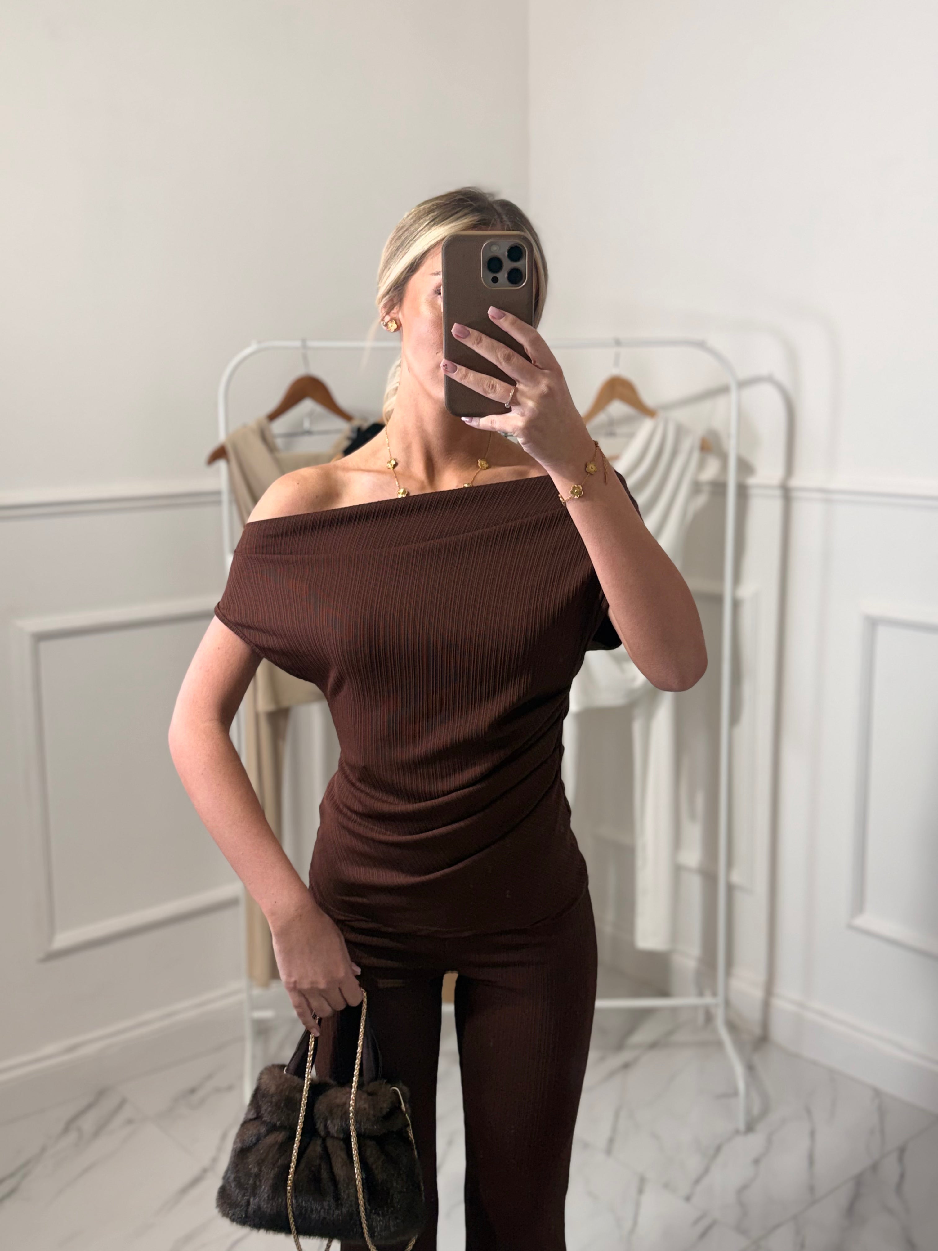 Fifi Pleated Off Shoulder Set
