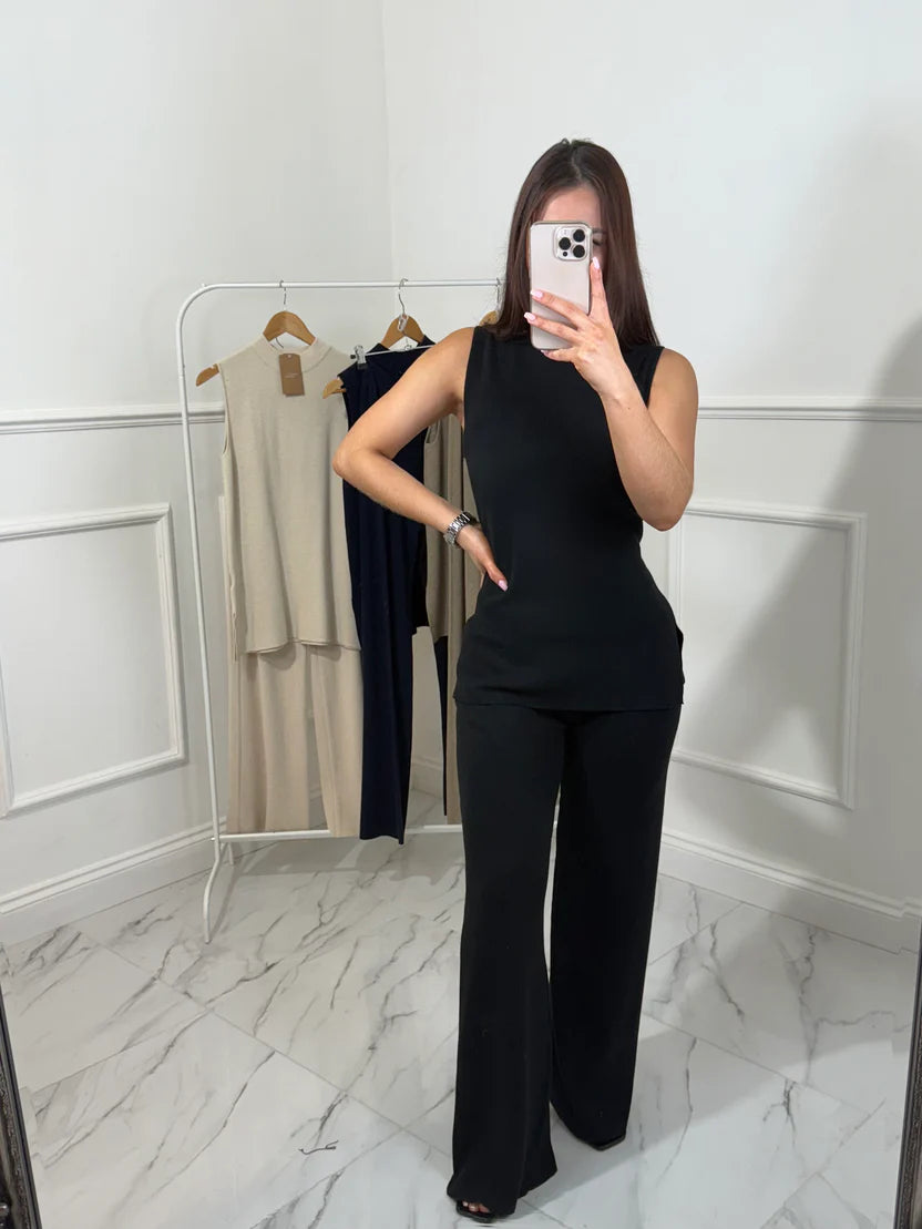 Sleeveless Knitted Women Lounge Set
