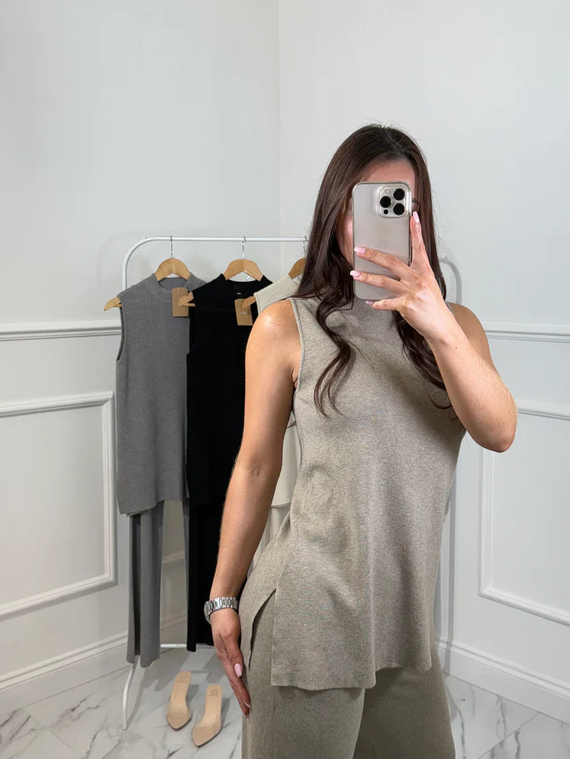 Sleeveless Knitted Women Lounge Set