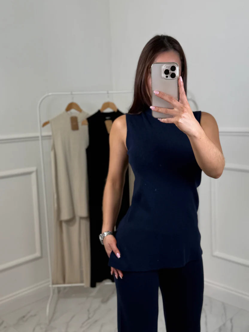 Sleeveless Knitted Women Lounge Set