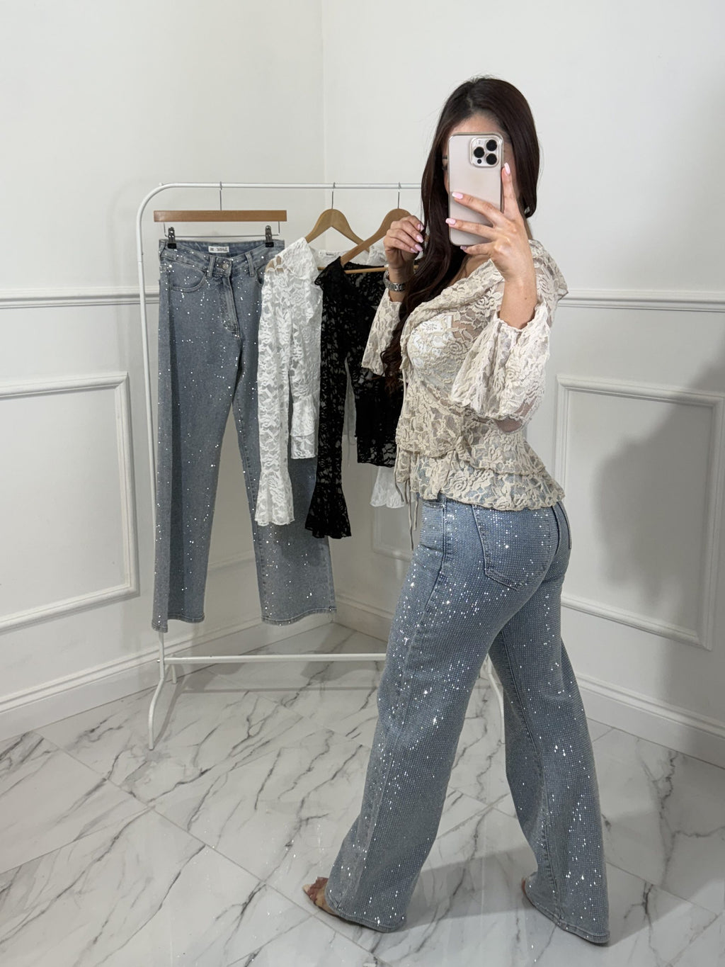 Wide Leg Glitter Jeans image 1