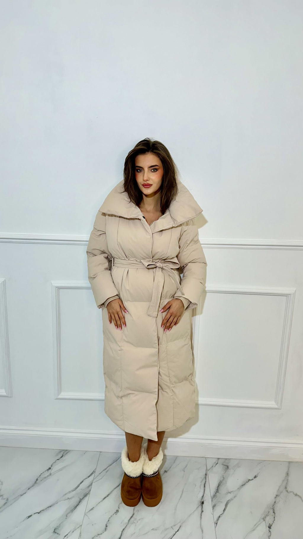Long Tie Up Duvet Coat image 0