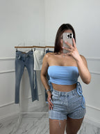 SPARKLE High Waist Fitted Denim Shorts image 0