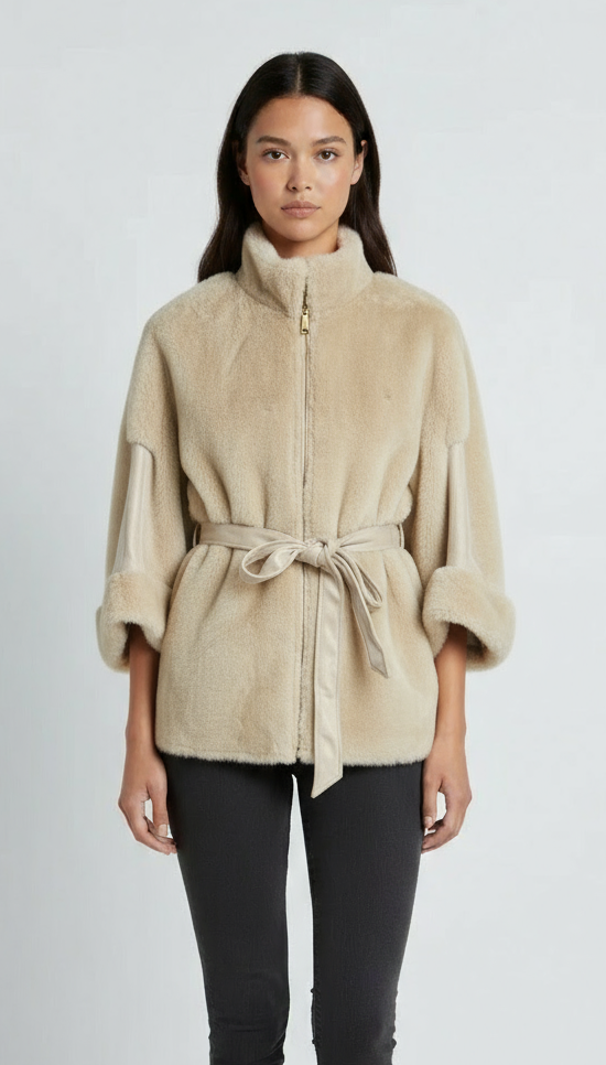 Jasmin Fur Cape - Beige