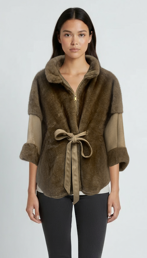 Jasmin Fur Cape - Brown