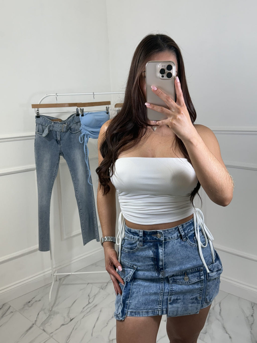 Cargo Pocket Denim Skirt image 0