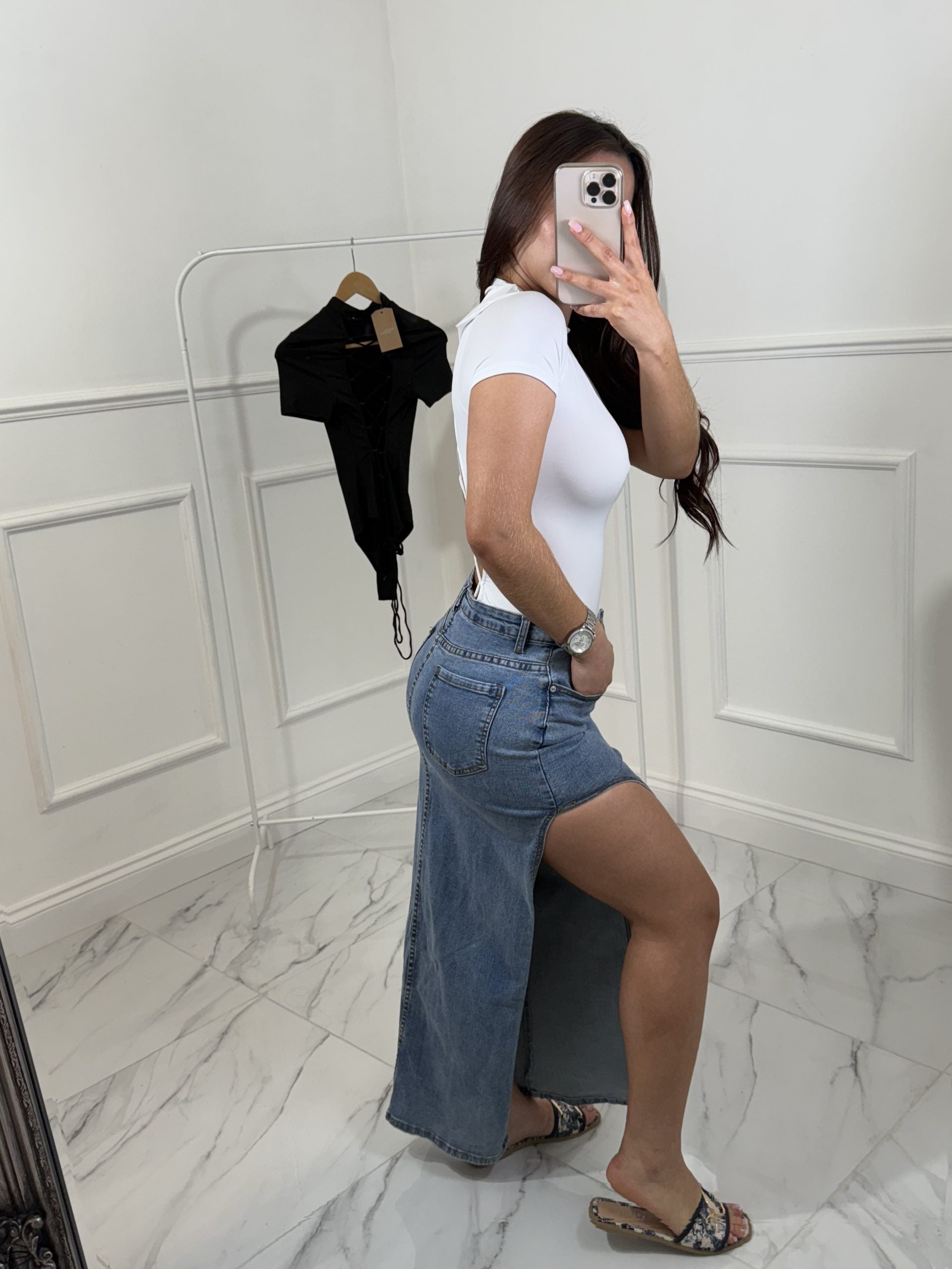 High Waisted Slit Skirt image 5
