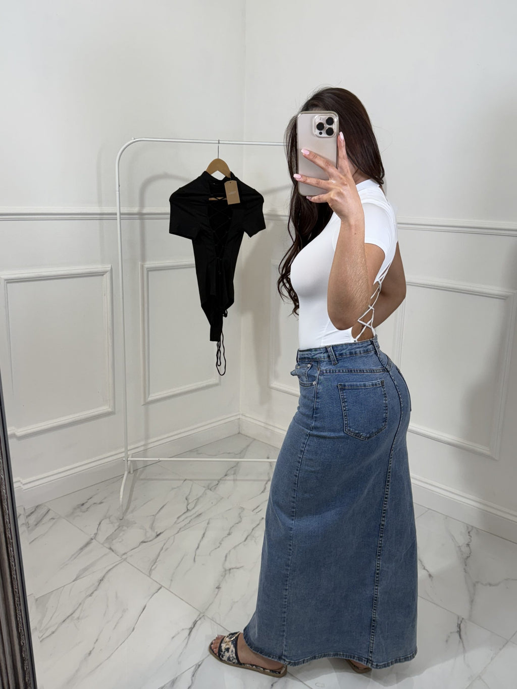 High Waisted Slit Skirt image 3