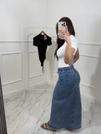 High Waisted Slit Skirt image 3