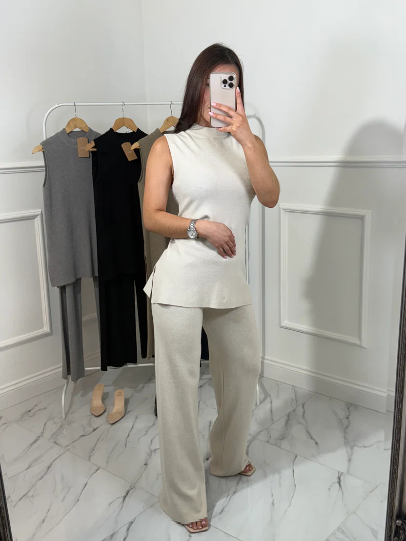 Sleeveless Knitted Women Lounge Set
